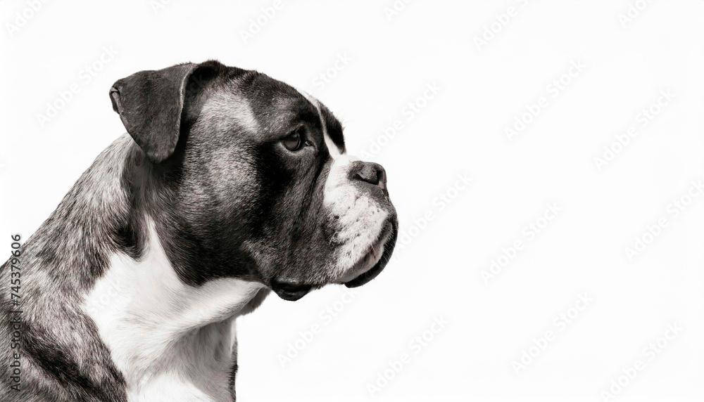 Bulldog portrait, close-up of muzzle, isolated over white