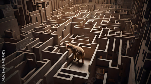 a cat in a maze inside of a maze