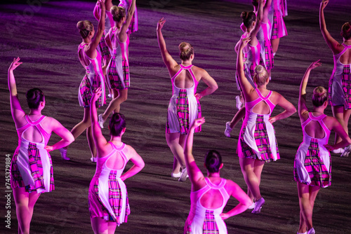 Scottish dancers perform at the Royal Military Tatoo band festival in Edinburgh, Scotland
