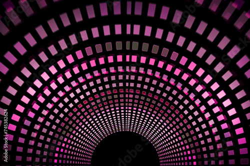 Light ring. Sparking particle. Space tunnel. Purple pattern.Copy space