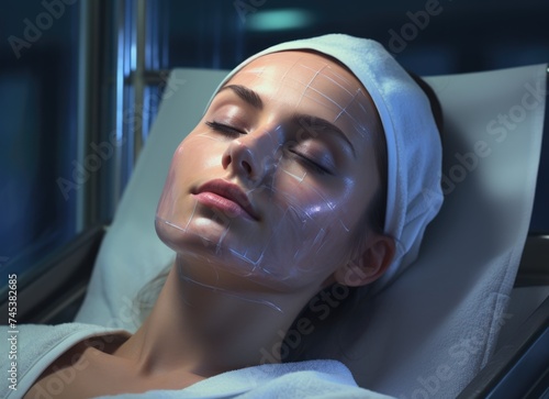 Serene Woman Undergoing a Skincare Treatment at a Professional Spa