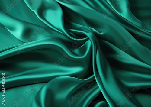 Wallpaper Mural Elegant emerald green satin fabric with luxurious folds and soft texture.	 Torontodigital.ca