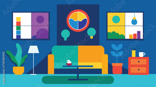 Cozy Modern Living Room Interior With Vibrant Decor