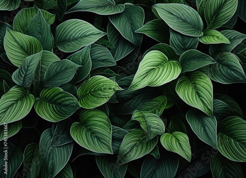 Wallpaper Mural Lush green leaves flourishing in a dark garden at nighttime. Torontodigital.ca