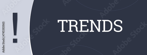 Trends. Eine blaue Banner-Illustration mit weissem Text. photo