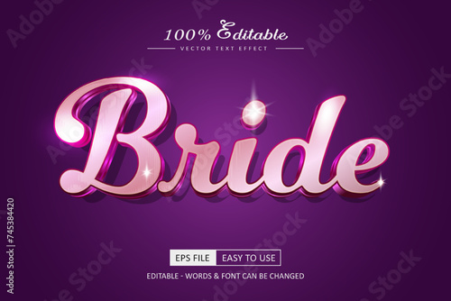 Vector Bride text effect editable shiny customizable font style