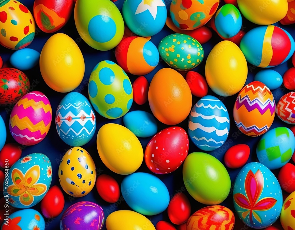 a bunch of colorful  easter eggs are in a pile together on a table top