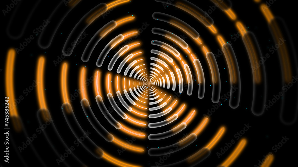 Yellow and White fan on black background Dots, lines and bokeh on dark background .Colorful abstract trails of light. Digital colorful light trails. Yellow, White on black background Yellow and White fan on black background Dots, lines and bokeh on dark background .Colorful abstract trails of light. Digital colorful light trails. Yellow, White on black background