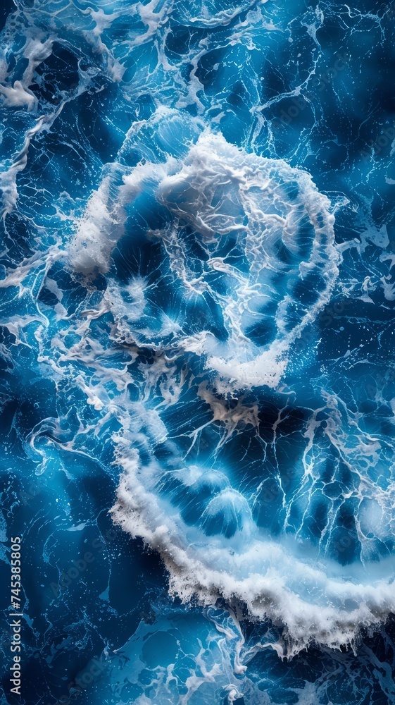 Blue marble background with delicate swirls of white and grey Blue marble background with delicate swirls of white and grey