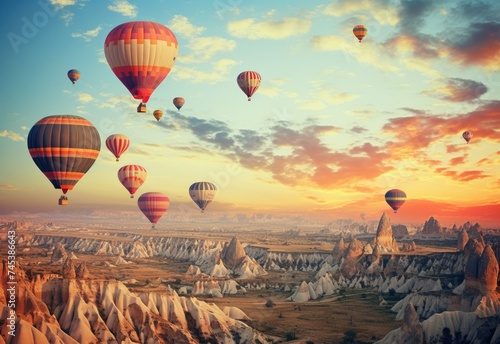 A Bunch of Hot Air Balloons Flying in the Sky © Marharyta