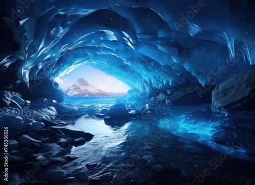 Expansive Ice Cave Filled With Water