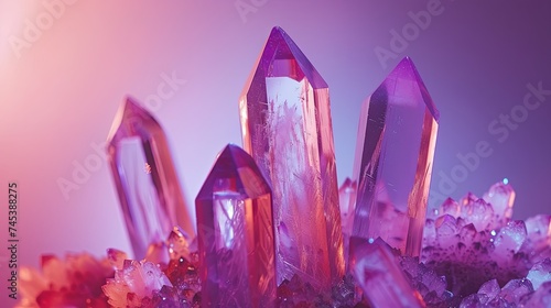Close-up of transparent crystal druse. Illustration for for banner, poster, cover, brochure or presentation. photo