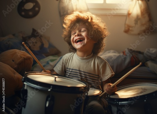 Young Boy Playing Drums