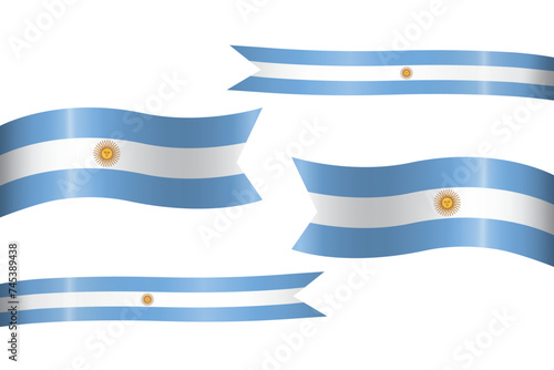 set of flag ribbon with colors of argentina for independence day celebration decoration