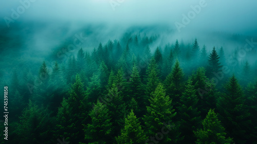 Aerial View of Summer Forest Landscape.  Woodland Serenity.  Top of the World © EwaStudio