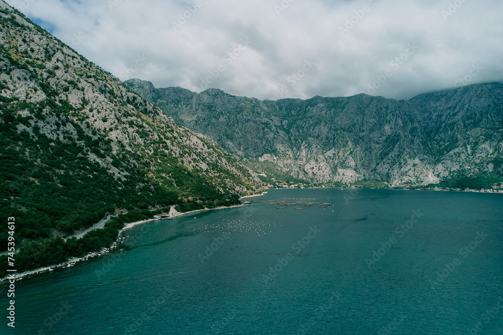 Bay of Kotor is surrounded by a high rocky mountain range. Montenegro