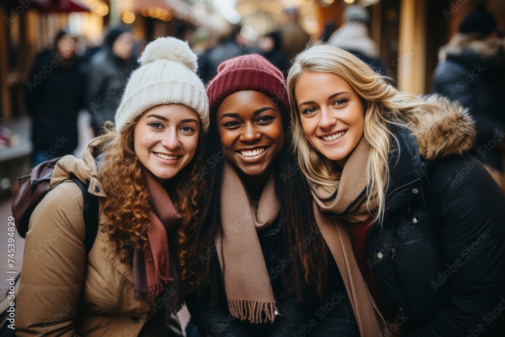 Diverse group of women from different ethnicities united and standing together in solidarity Diverse group of women from different ethnicities united and standing together in solidarity