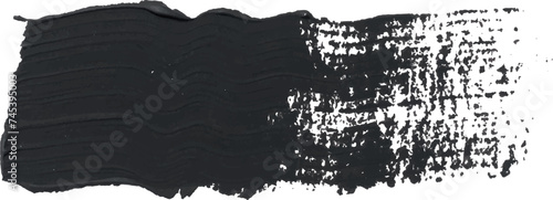 Watercolor brush stroke of black paint on a white isolated background
