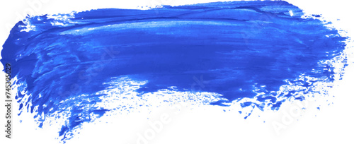 Watercolor brush stroke of blue paint on a white isolated background