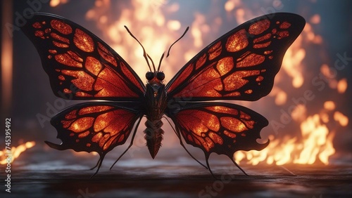 butterfly on fire  a demon butterfly with flames. 