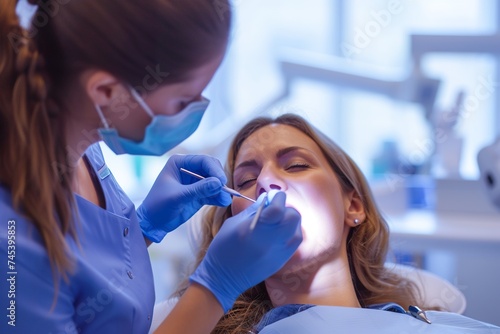 dentist performing an oral check-up