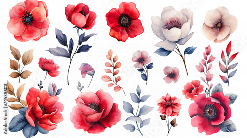 Beautiful romantic flower stickers collection