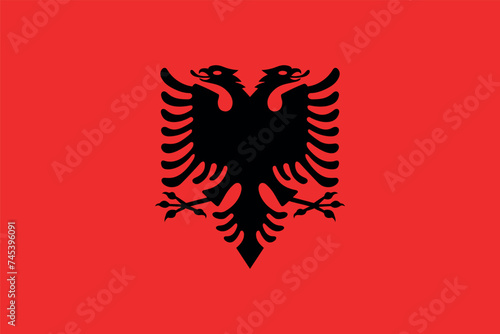 Flag of Albania. Albanian red flag with a double-headed eagle in the center. State symbol of the Republic of Albania.