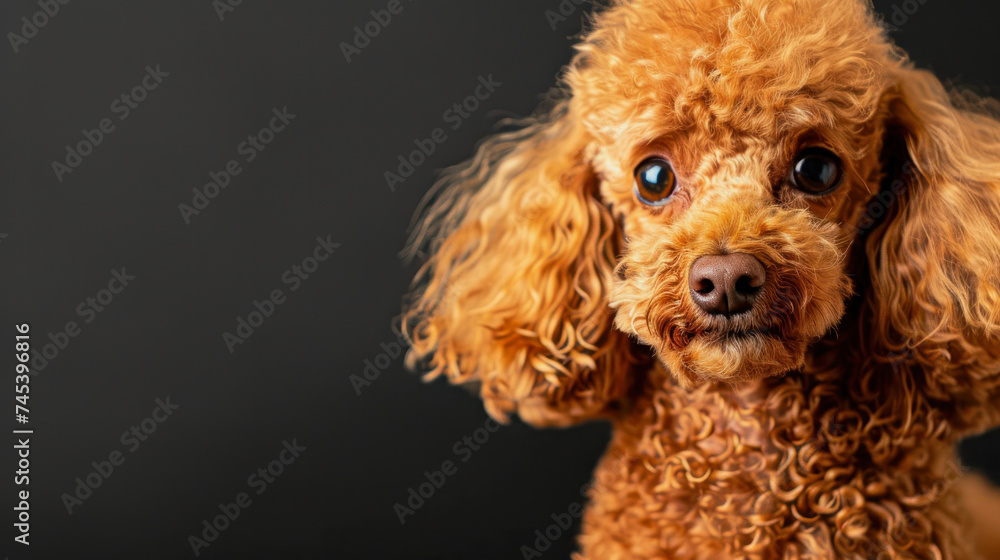 illustration of a red mini poodle against dark gray background with copy space illustration of a red mini poodle against dark gray background with copy space