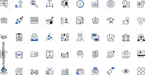 Minimal Teamwork in business management icon set 