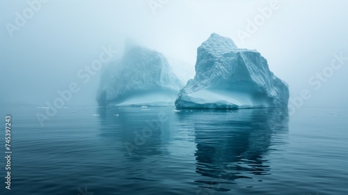 Floating iceberg in the ocean with reflection. Global warming concept © natalikp