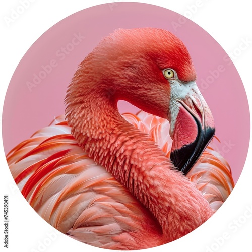 a close up of a flamingo
