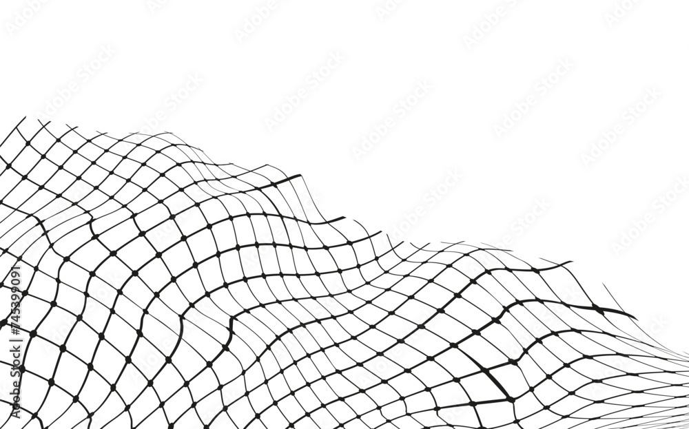 Illustration of a black fishing or football net.Checkered wavy background in doodle style. Illustration of a black fishing or football net.Checkered wavy background in doodle style.