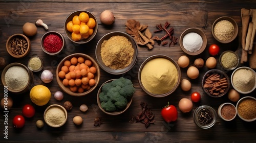 spices on a board, ai generated photo