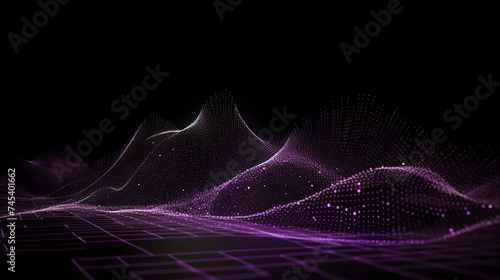 purple purple wave with dots on black background