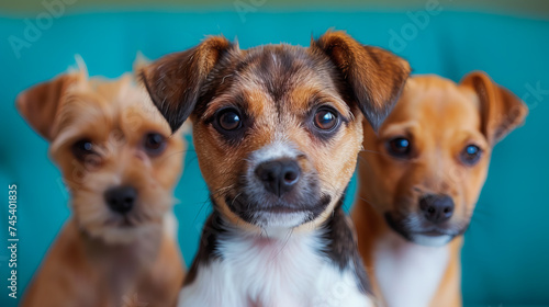 A Group of Cute Puppies.  A Small Canine Family