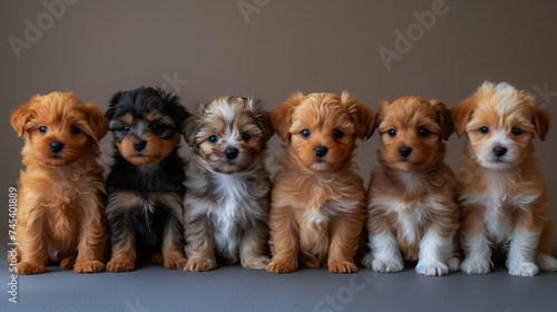 A Group of Cute Puppies.  A Small Canine Family © EwaStudio