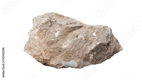 Large rough stone isolated on a white background. Nature element for design, cutout outline included inside