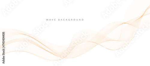 Abstract vector orange wavy lines. Moden background design.