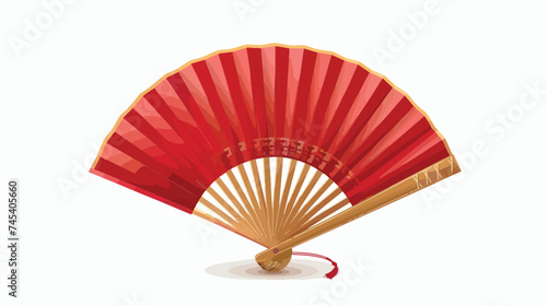 Chinese Hand Fan Isolated on White Background Vector