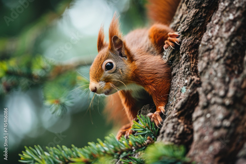 red squirrel on a tree © paul