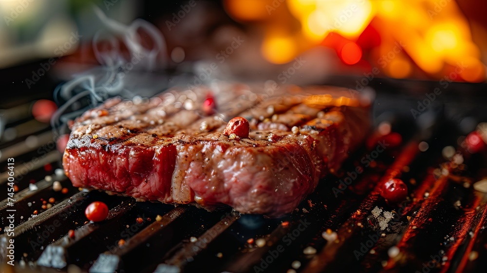 Meat steak grill cooking on fire. Background concept Meat steak grill cooking on fire. Background concept