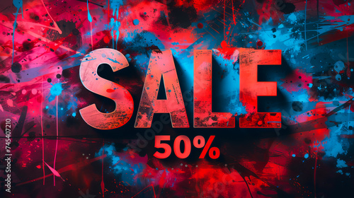 Discount Banner. Get 50 percent Off Now. Sale Poster