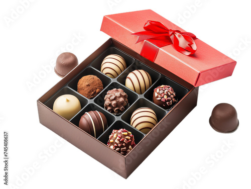 Box with chocolate candies.