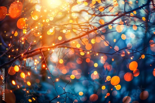 Wallpaper Mural Intense bokeh lights shine through the branches of a tree, creating an ethereal and romantic atmosphere in nature Torontodigital.ca