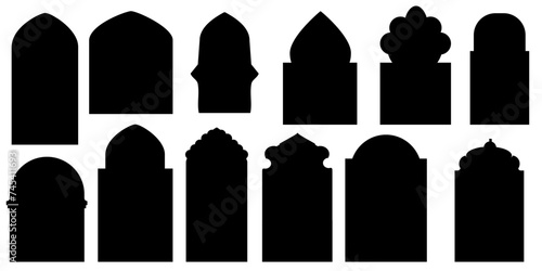 Set of black shape islamic window, doors