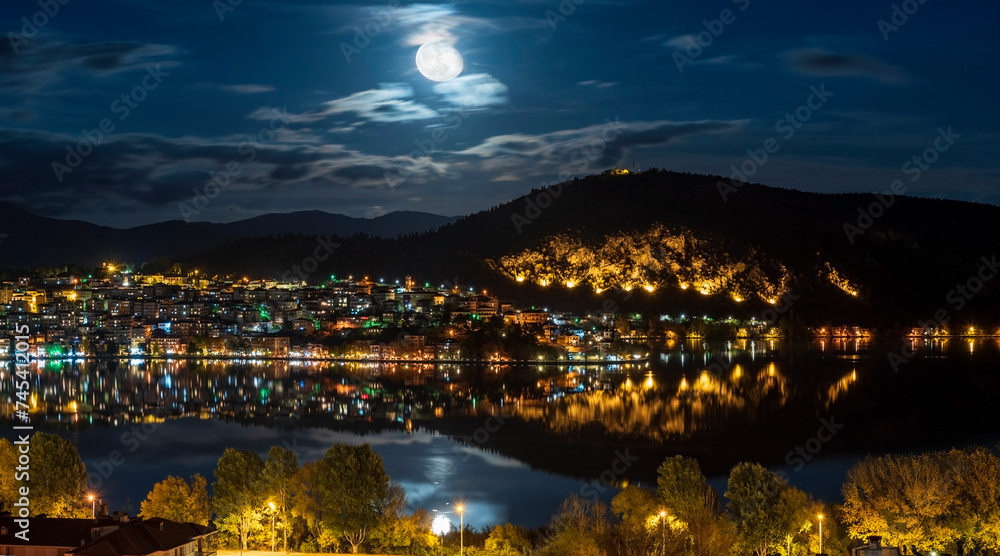 night view of the city of kastoria
