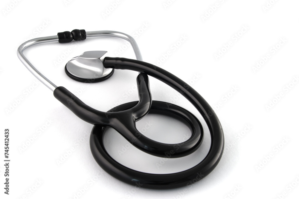 Black stethoscope on white background Black stethoscope on white background