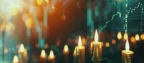 trend of trade with growing candle background photo
