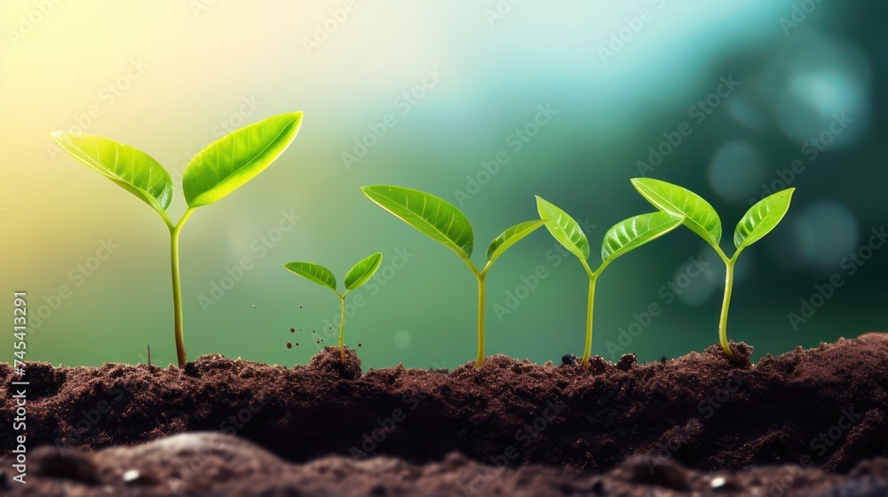 Sowing tree seeds in fertile land with a background of morning sunlight Sowing tree seeds in fertile land with a background of morning sunlight