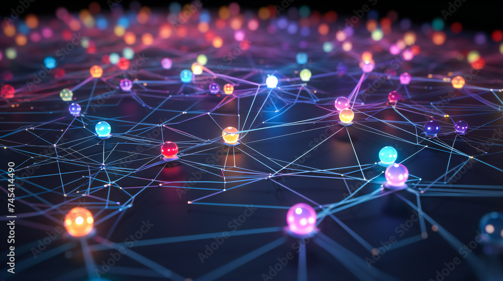Connected IoT Network. Nodes and Connections Connected IoT Network. Nodes and Connections